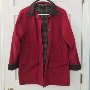 Lands’ End Red and Brown Canvas Barn Coat